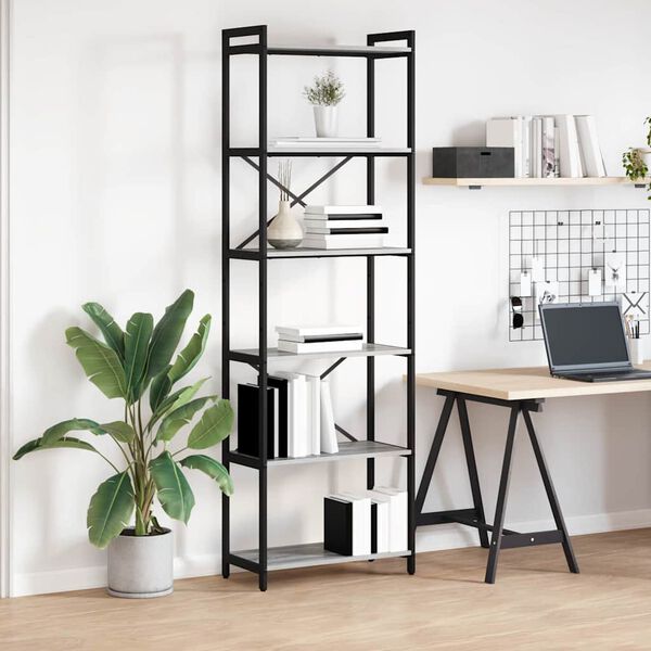 vidaXL Bookshelf Grey sonoma 60 x 30 x 190 cm Engineered Wood