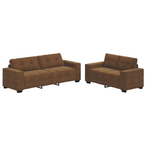 vidaXL Sofa 2 pcs Brown 221 x 80 x 80 cm Fabric