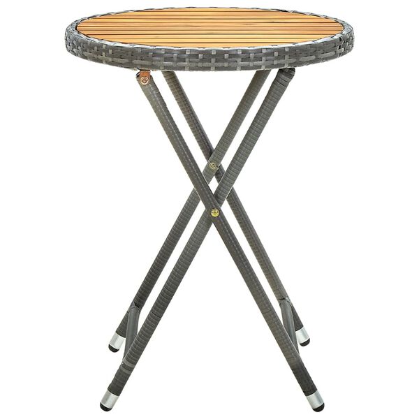 vidaXL Tea Table Grey 60 cm Poly Rattan and Solid Acacia Wood