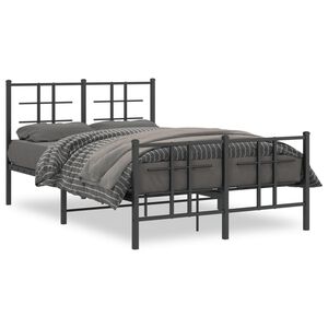 vidaXL Metal Bed Frame without Mattress with Footboard Black 120x190cm