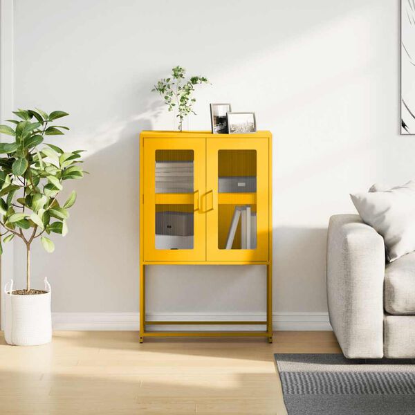 vidaXL Highboard Mustard Yellow 68x39x107 cm Steel