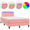 vidaXL Box Spring Bed with Mattress&LED Pink 120x200cm Velvet