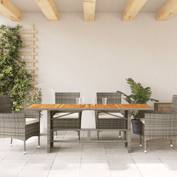 vidaXL Garden Table with Acacia Wood Top Grey 190x80x75 cm Poly Rattan