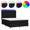 vidaXL Box Spring Bed with Mattress&LED Black 140x190 cm Fabric