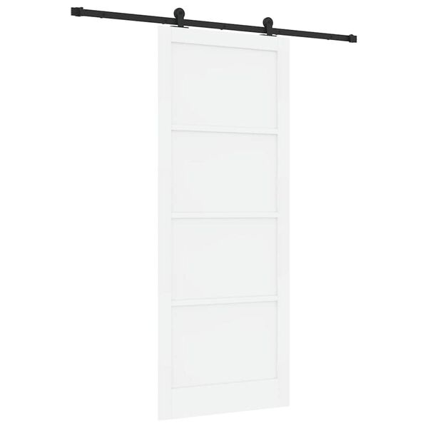 vidaXL Sliding Door White and Black 93 x 232 cm Solid Pine Wood