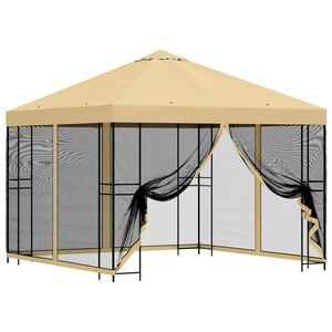 vidaXL Garden Gazebo with Sidewalls 3 x 3 m Cream Polyester and Steel