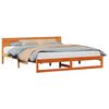 vidaXL Bed Frame with Headboard Wax Brown 200 x 200 cm Solid Pine Wood