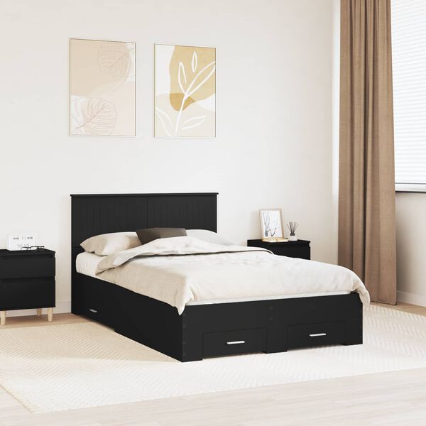 vidaXL Bed Frame with Headboard Black 120 x 200 cm Engineered Wood