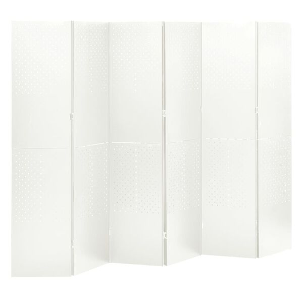 vidaXL 6-Panel Room Dividers 2 pcs White 240x180 cm Steel