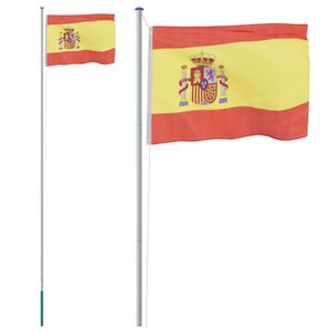 vidaXL Spain Flag and Pole 6.08 m Aluminium