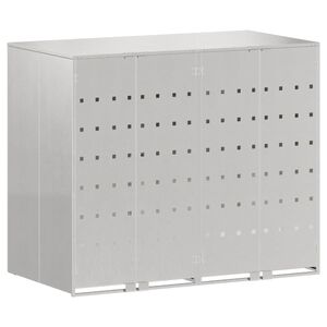 vidaXL Wheelie Bin Storage for 2 Bins Stainless Steel Silver