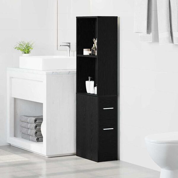 vidaXL Bathroom Furniture Set Wall-mounted Black Oak 22 x 41 x 135 cm