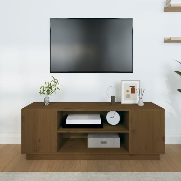 vidaXL TV Cabinet Honey Brown 110x35x40.5 cm Solid Wood Pine