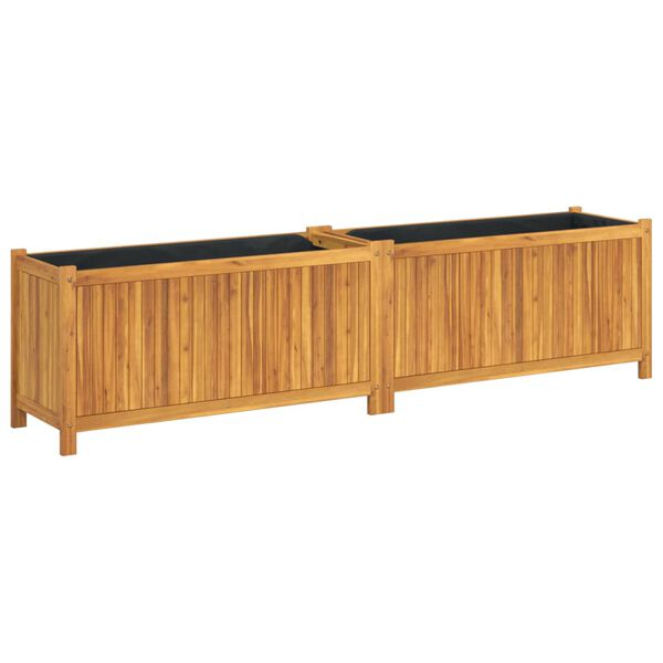vidaXL Garden Planter with Liner 199x38.5x50 cm Solid Wood Acacia