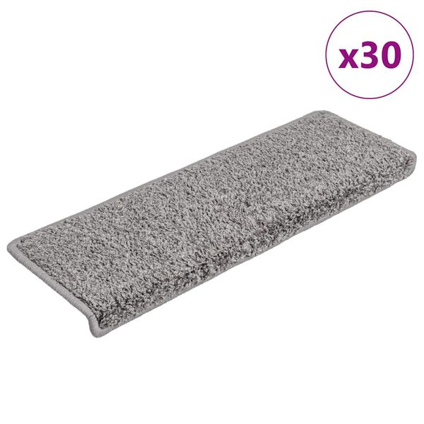 vidaXL Stair Mats 30 pcs 65x21x4 cm Grey Rectangular Edge
