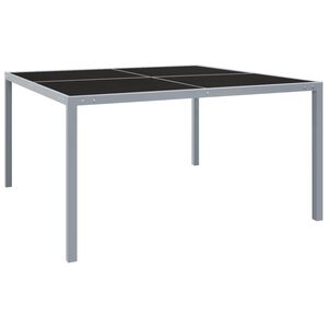 vidaXL Garden Table | Grey | Powder-coated steel, tempered glass