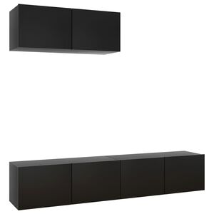 vidaXL TV Cabinets 3 pcs Black Engineered Wood