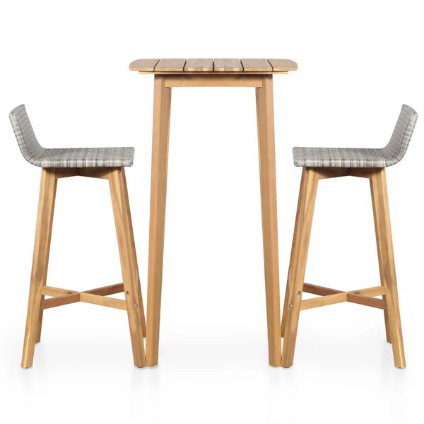 vidaXL 3 Piece Bar Set Solid Acacia Wood