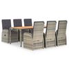 vidaXL 7 Piece Garden Dining Set Grey Poly Rattan&Solid Wood Acacia