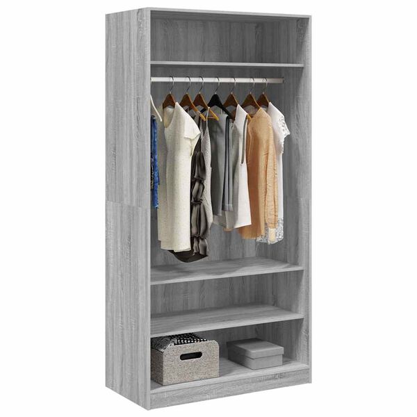 vidaXL Wardrobe Grey Sonoma 100x50x200 cm Engineered Wood