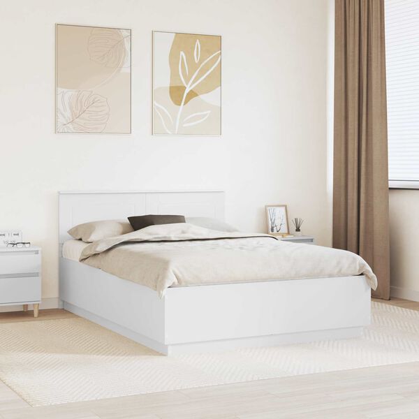 vidaXL Bed Frame with Headboard White 160 x 200 cm Engineered Wood