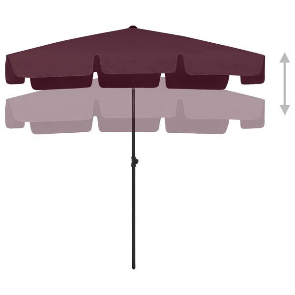 vidaXL Beach Parasol Bordeaux Red 200x125 cm