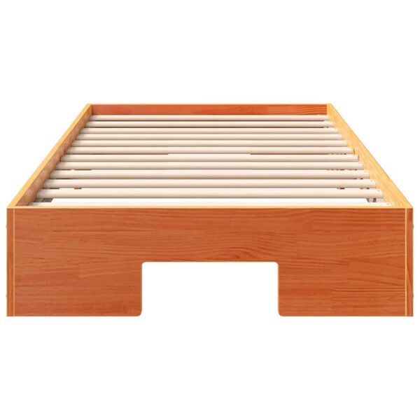 vidaXL Floor Bed Frame with Storage Brown 100 x 200 cm Solid pine wood