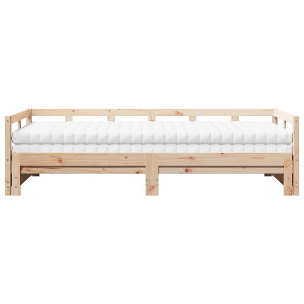 vidaXL Daybed with Trundle and Mattresses 90x190 cm Solid Wood Pine