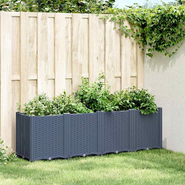 vidaXL Garden Planter Blue Grey 160x40x53 cm PP