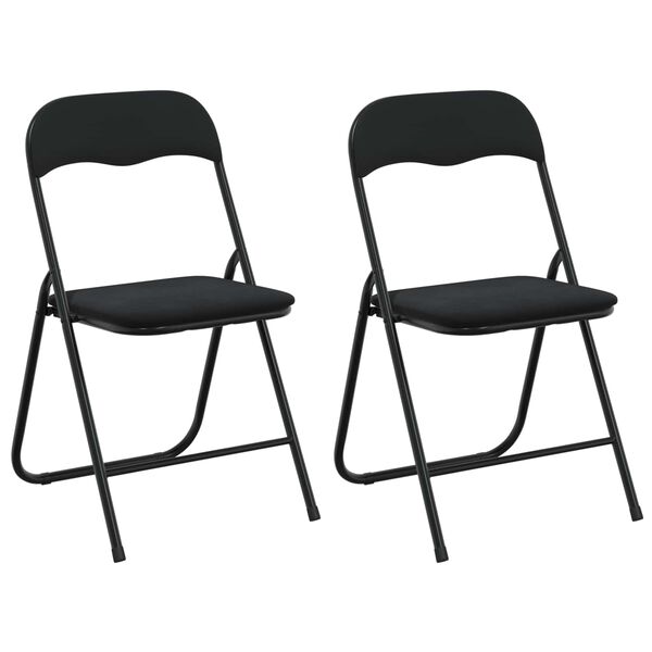 vidaXL Folding Chair 2 pcs Black 48 x 44 x 78 cm Velvet
