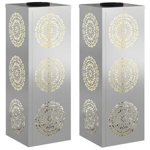 vidaXL Solar LED Pathway Light 2 pcs Silver Galvanized Steel