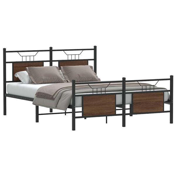 vidaXL Bed Frame without Mattress Brown Oak 137x190 cm Engineered Wood