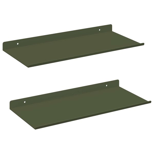 vidaXL Floating Shelf 2 pcs Olive Green 40 x 18 x 2.5 cm Steel