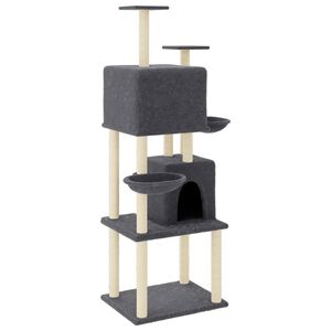 vidaXL Cat Tree with Sisal Scratching Posts Dark Grey 180 cm