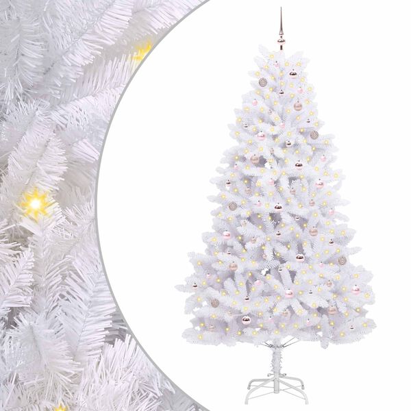 vidaXL Artificial Hinged Christmas Tree White 240 cm PVC and Steel