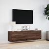 vidaXL TV Wall Cabinet with LED Lights Brown Oak 140x31x38 cm