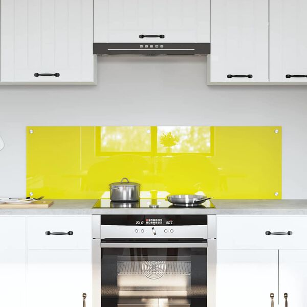 vidaXL Kitchen Backsplash 2 pcs Yellow 70 x 40 cm Tempered Glass
