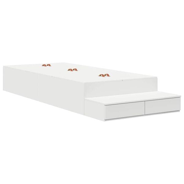 vidaXL Storage Bed Frame with Drawer White 90 cm Engineered Wood