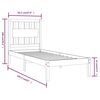 vidaXL Bed Frame without Mattress White Solid Wood Single