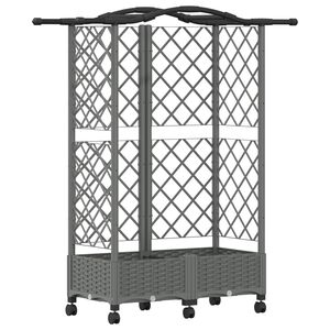 vidaXL Raised Bed with Trellis and Roof Light Grey 124 x 40 x 129 cm