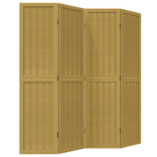 vidaXL Room Divider 4 Panels Brown Solid Wood Paulownia