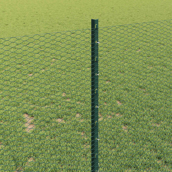 vidaXL Fence with Post Green 1 x 100 m Steel and PVC