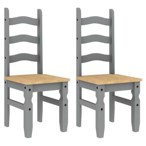 vidaXL Dining Chairs 2 pcs "Corona" Grey 42x47x107 cm Solid Wood Pine