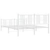 vidaXL Metal Bed Frame without Mattress with Footboard White 160x200cm