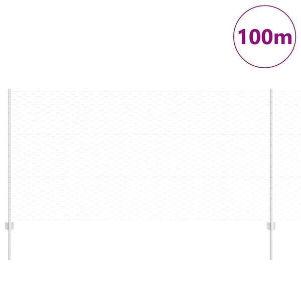 vidaXL Fence with Post Silver 1.2 x 100 m Steel