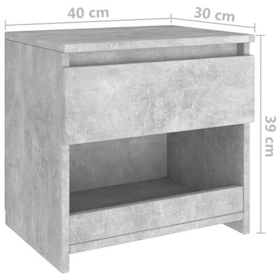 vidaXL Bedside Cabinet Concrete Grey 40x30x39 cm Engineered Wood