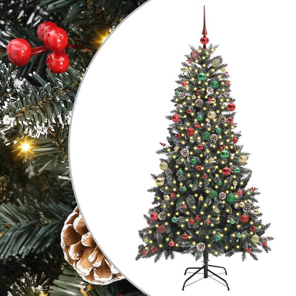 vidaXL Artificial Christmas Tree with 300 LEDs with Stand Green 180 cm