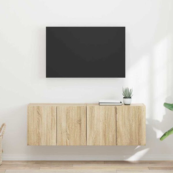 vidaXL TV Wall Cabinet Wall-mounted 2 pcs Sonoma Oak 59.5 x 31 x 40 cm