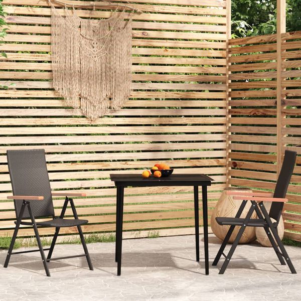vidaXL 3 Piece Garden Dining Set Black
