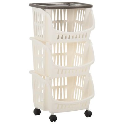 vidaXL Kitchen Trolley White and Taupe
